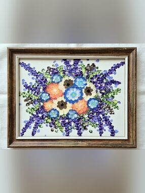 Vibrant Floral Canvas Painting - Blue, Purple, Orange Bouquet